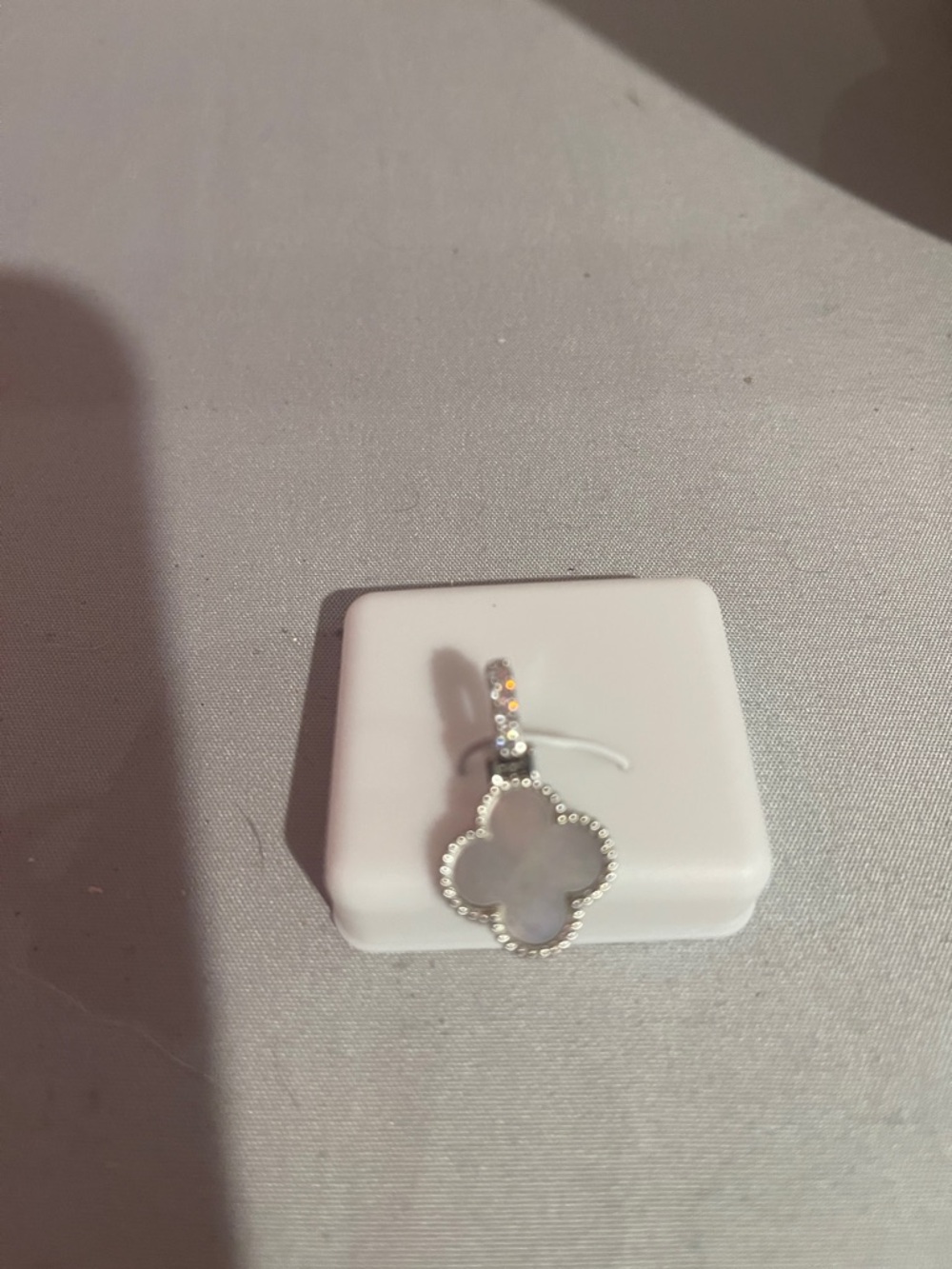Moissanite Mother-of-Pearl Clover Pendant Necklace - White & Silver
